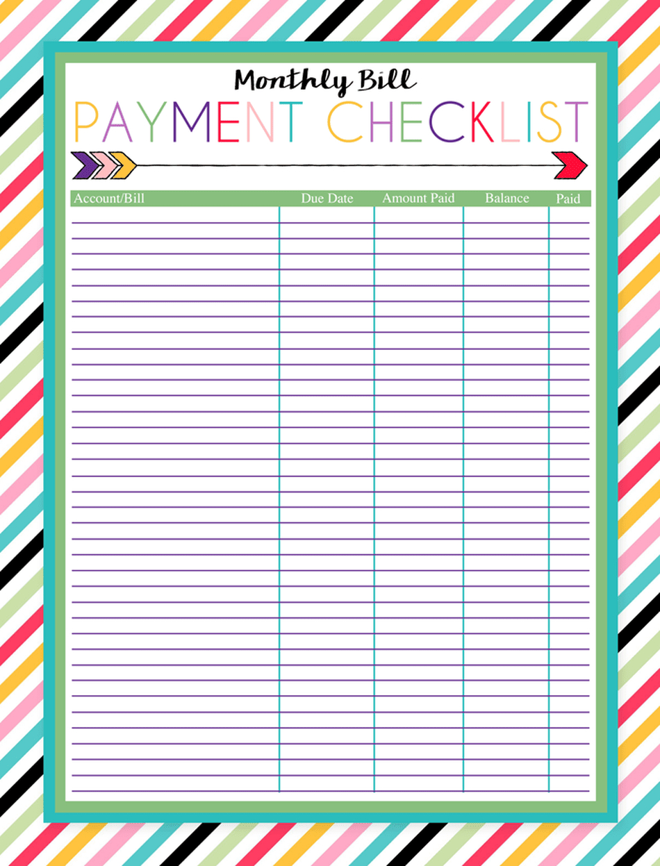 my monthly bill planner printable