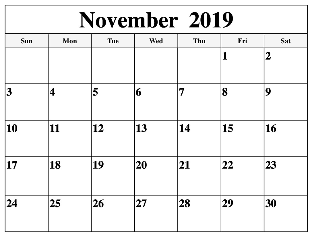 November 2019 Calendar Template For Google Sheets  Latest for Google Calendar Printable Template