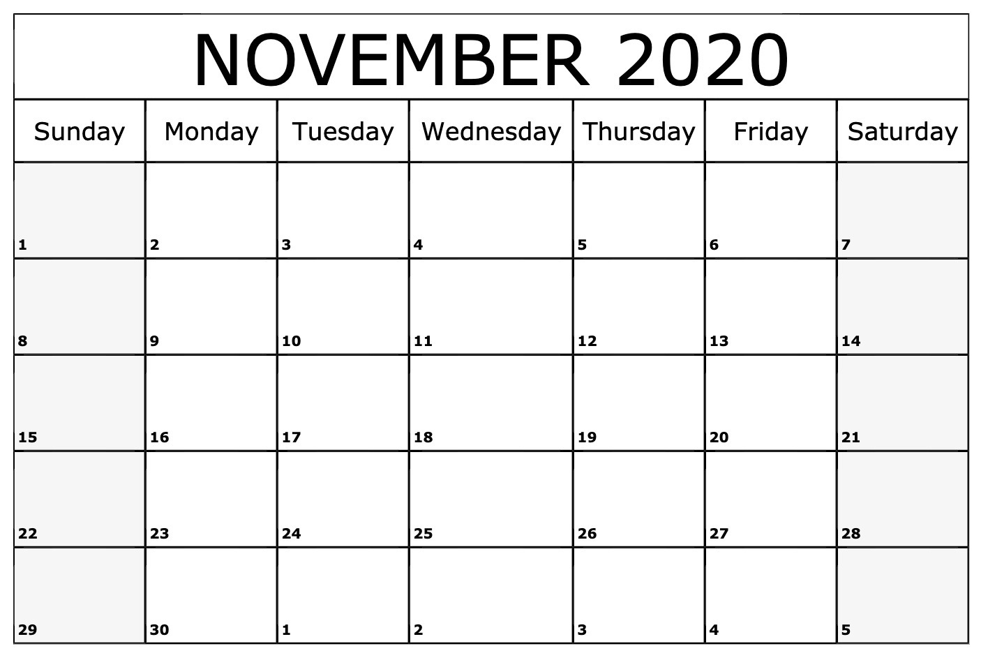 November 2020 Calendar Pdf, Word, Excel Template with Word Calendar Template 2020