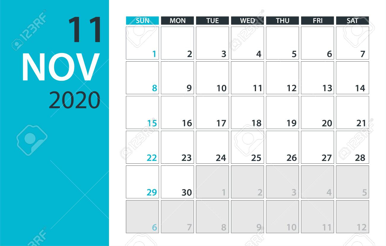 November 2020 Calendar Planner  Vector. Template Mock Up inside November 2020 Clipart
