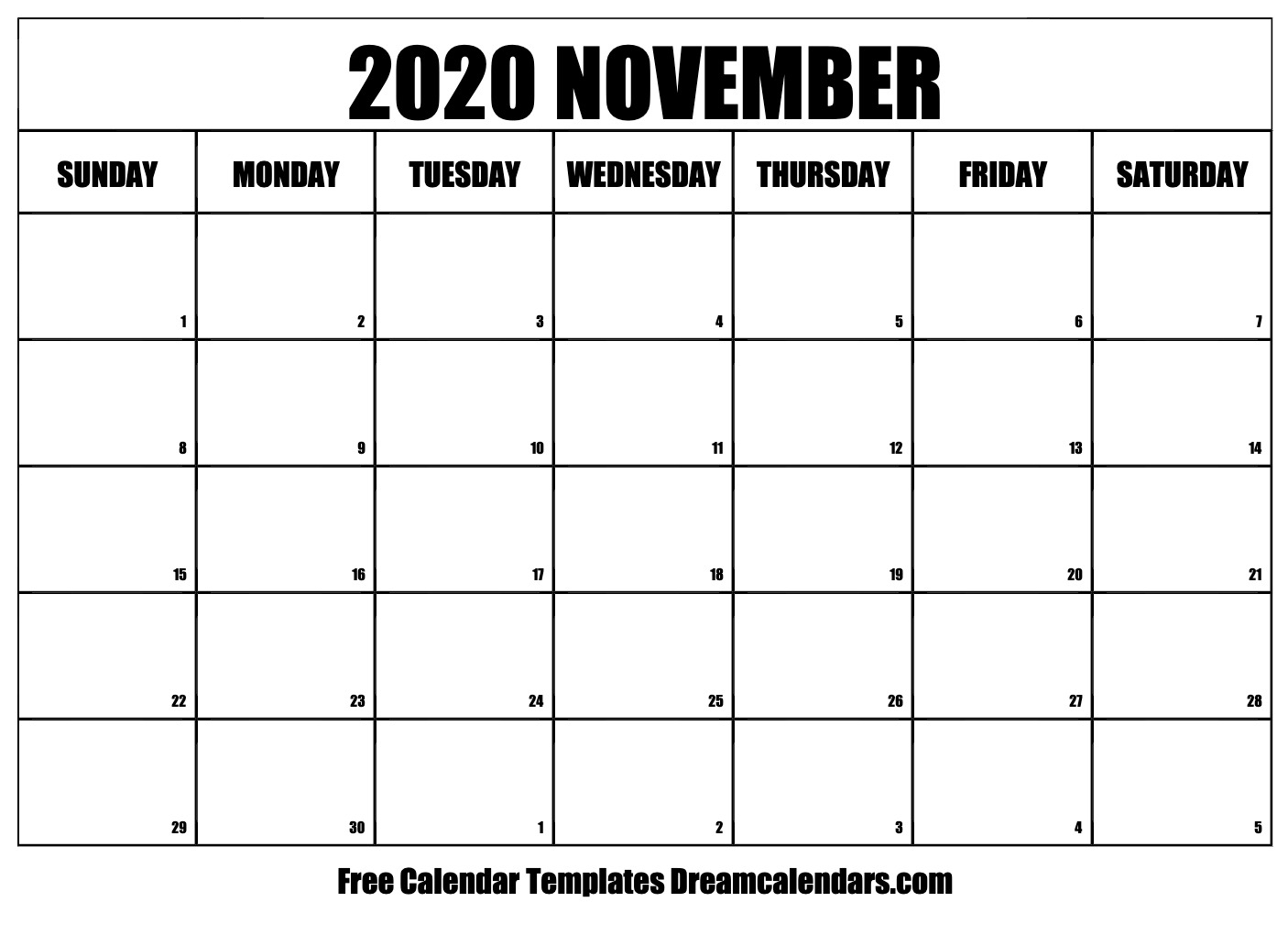 November 2020 Calendar Template  Bolan.horizonconsulting.co within November 2020 Calendar Excel