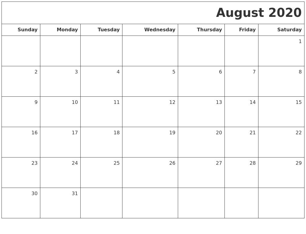 November 2020 Print A Calendar 2020 Calendars Free Printable for May June July August 2020 Calendar