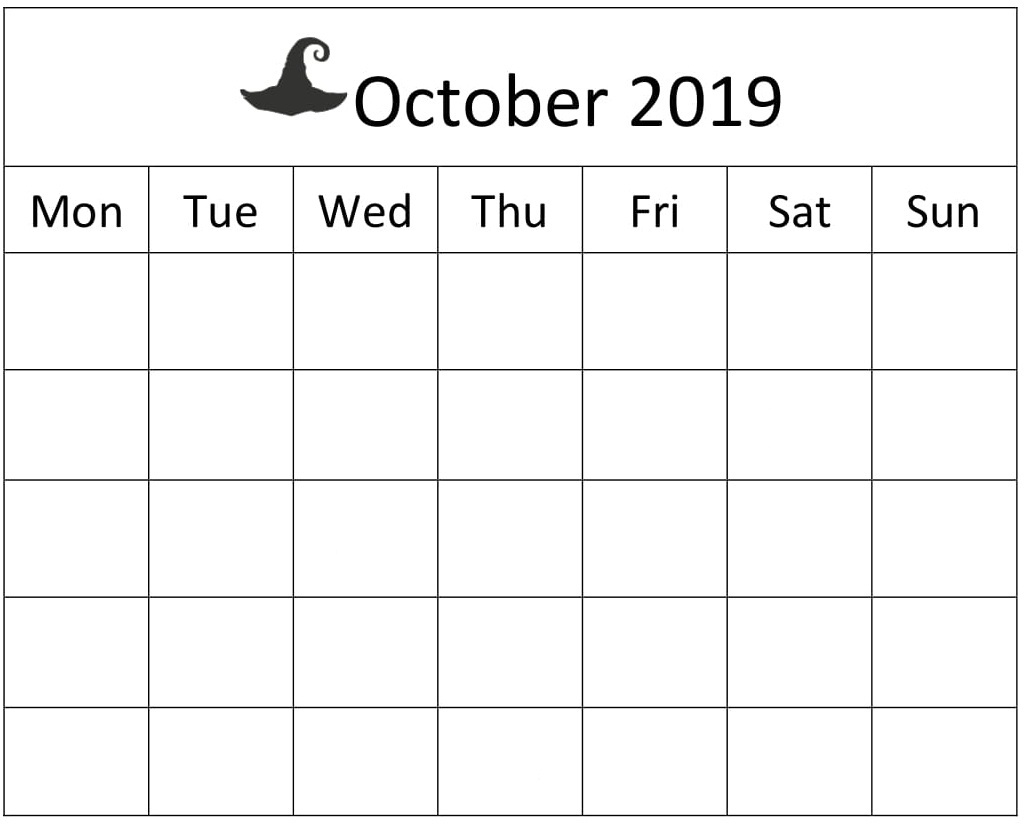 October 2019 Blank Calendar Word Template – Free Latest regarding Blank Calendar Template Word