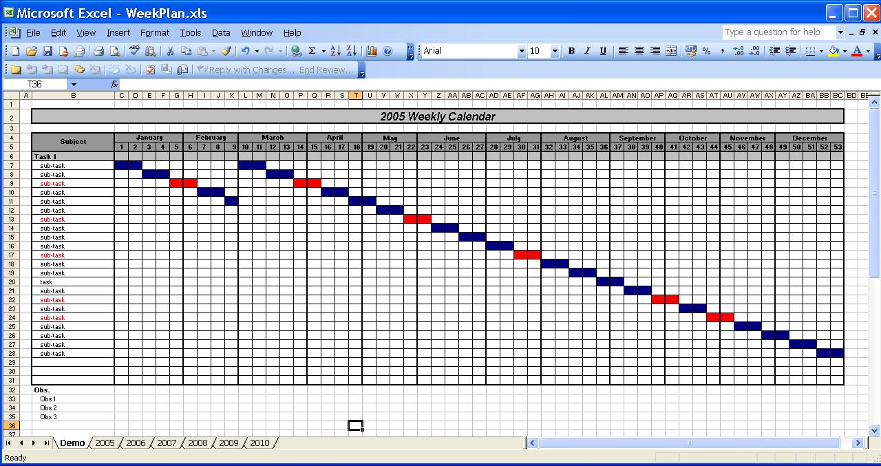 Officehelp  Template (00031)  Calendar Templates 2005 inside Year Long Calendar Template