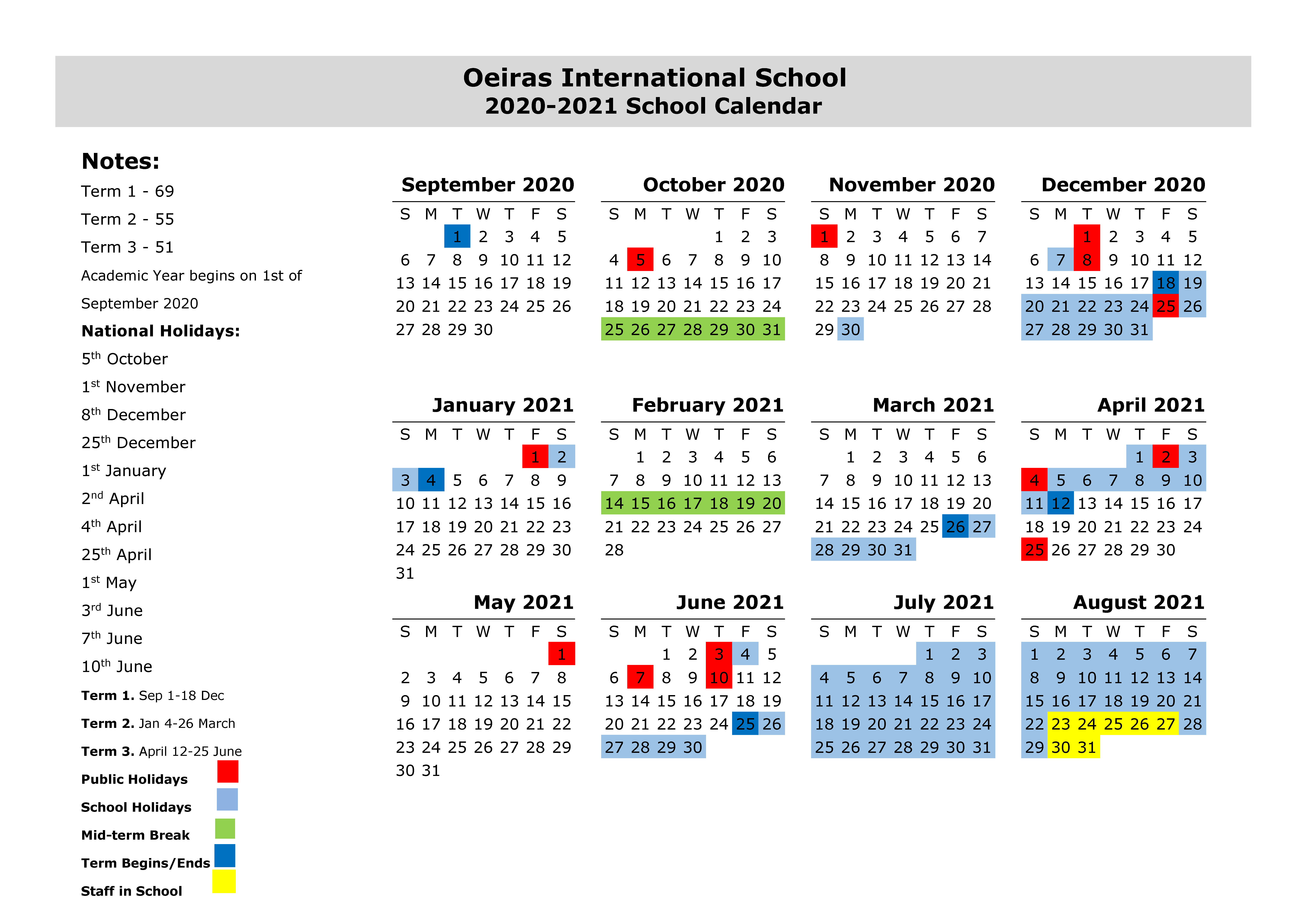 Ois School Calendar 201920 – Oeiras International School with Oeiras International School Calendar