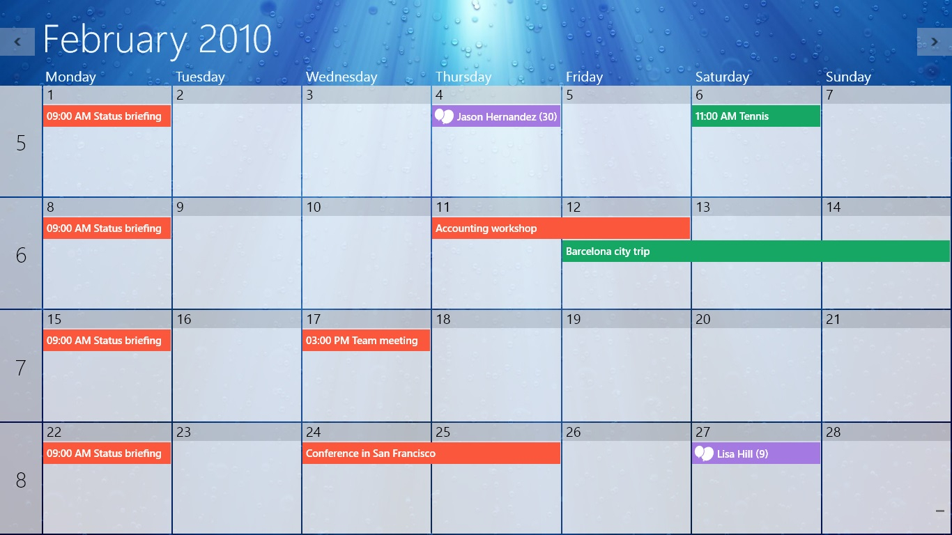 interface google calendar with windows 10 desktop app