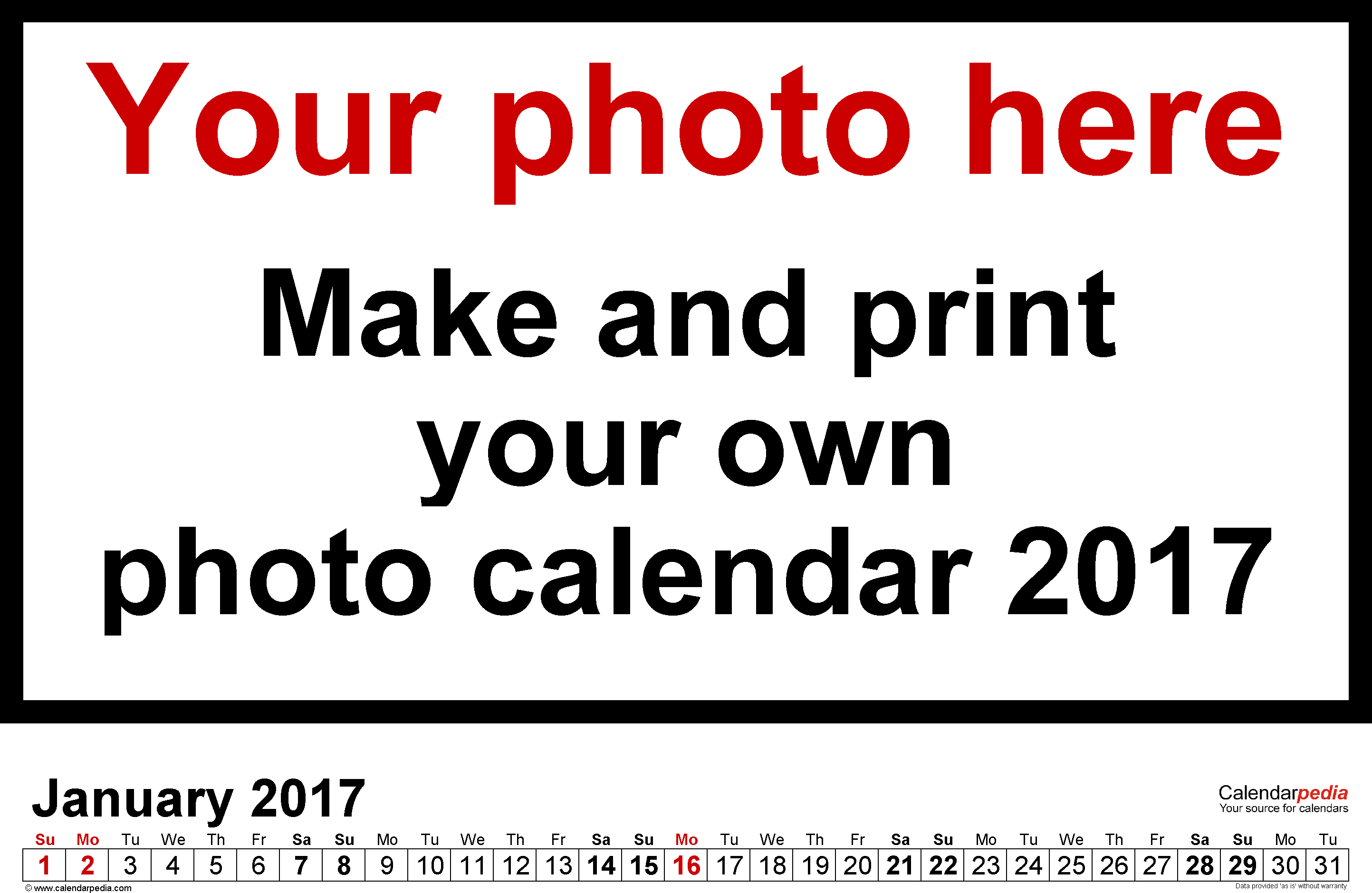Photo Calendar 2017  Free Printable Word Templates with Personalized Calendar Maker Philippines