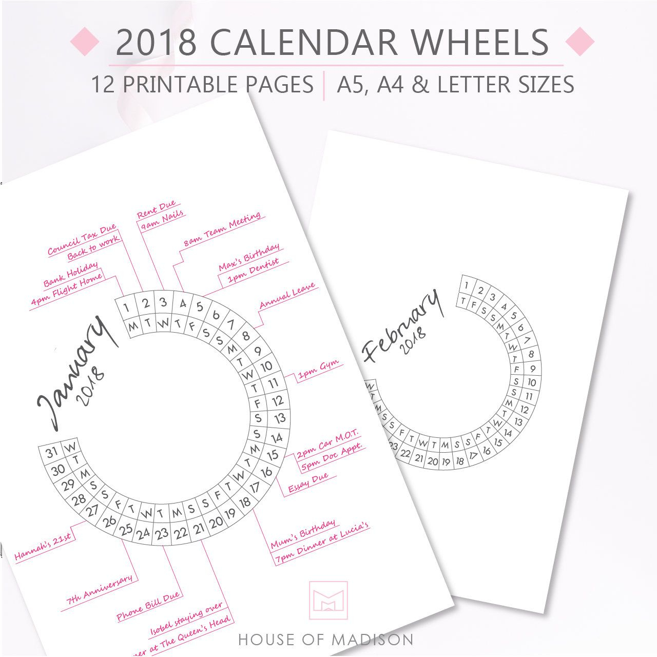 Pin By Jeneen Ali On Bullet Journal | 2018 Planner, Planner regarding Calendar Wheel Printable