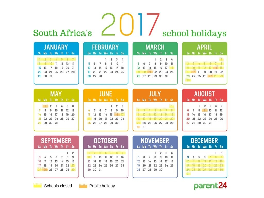 Printable: 2017 School Holidays In South Africa Calendar throughout 2017 School Calendar South Africa