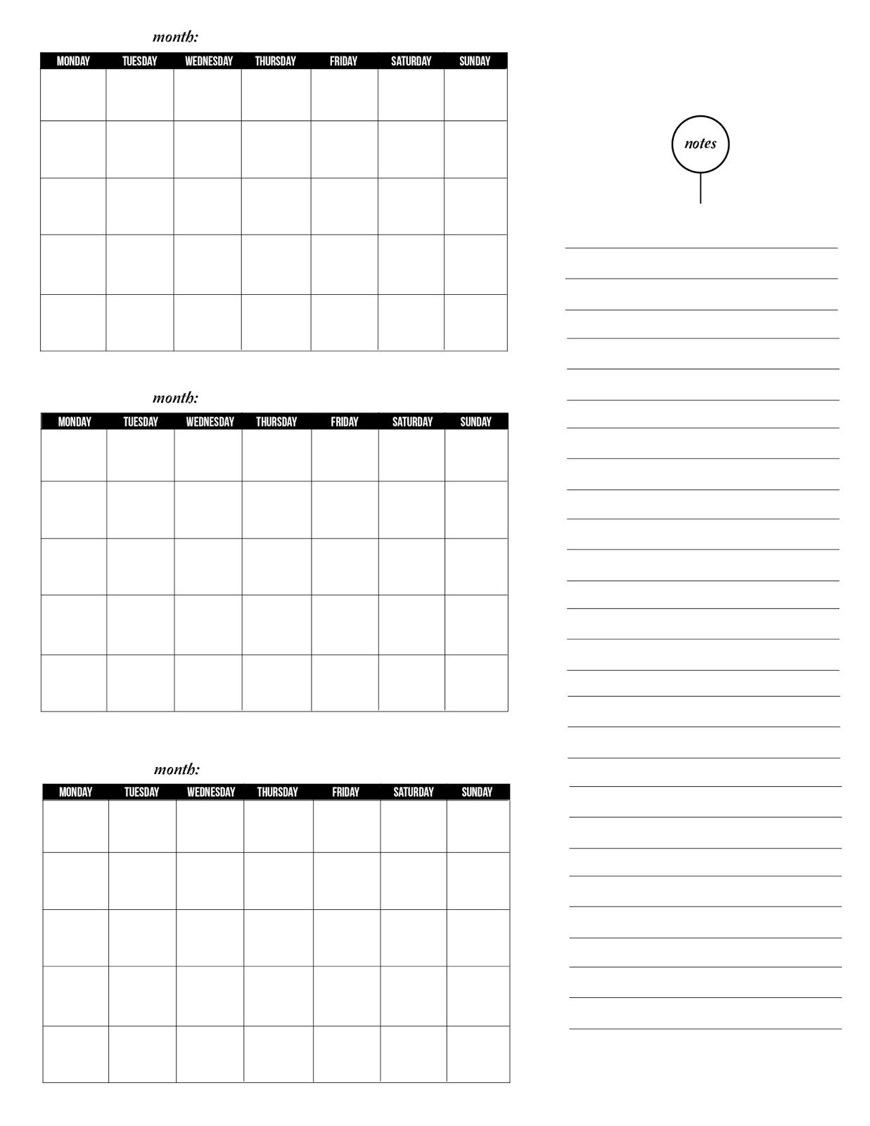 Printable 3 Month Calendar Template | Example Calendar Printable intended for Three Month Calendar Template