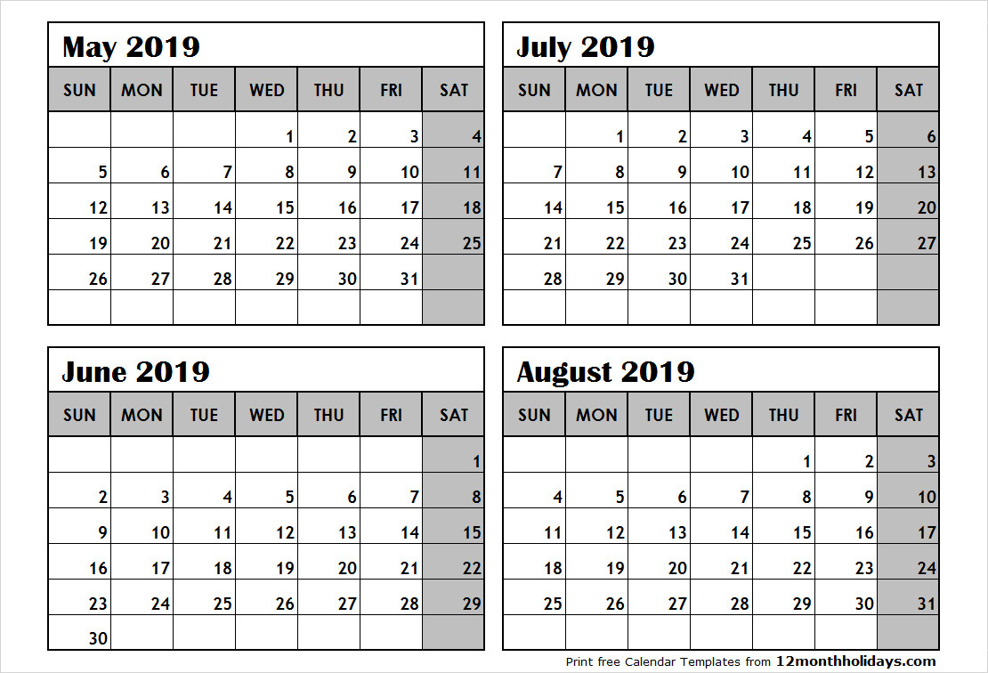 Printable 4 Month Calendar Fresh August To November 2018 with regard to Calendar 4 Months Per Page