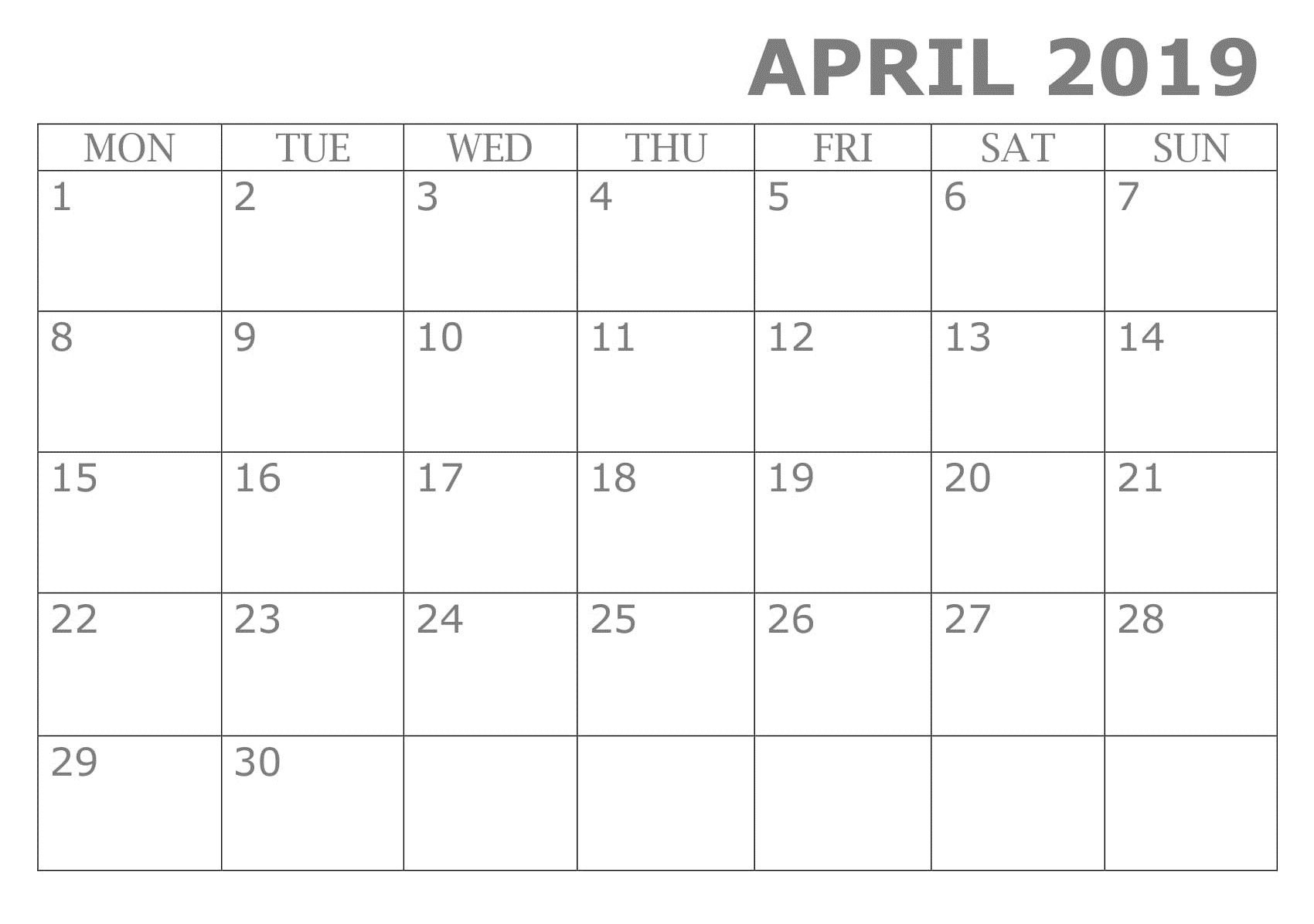 Printable April 2019 Calendar Template | Calendar Template with regard to Google Calendar Printable Template