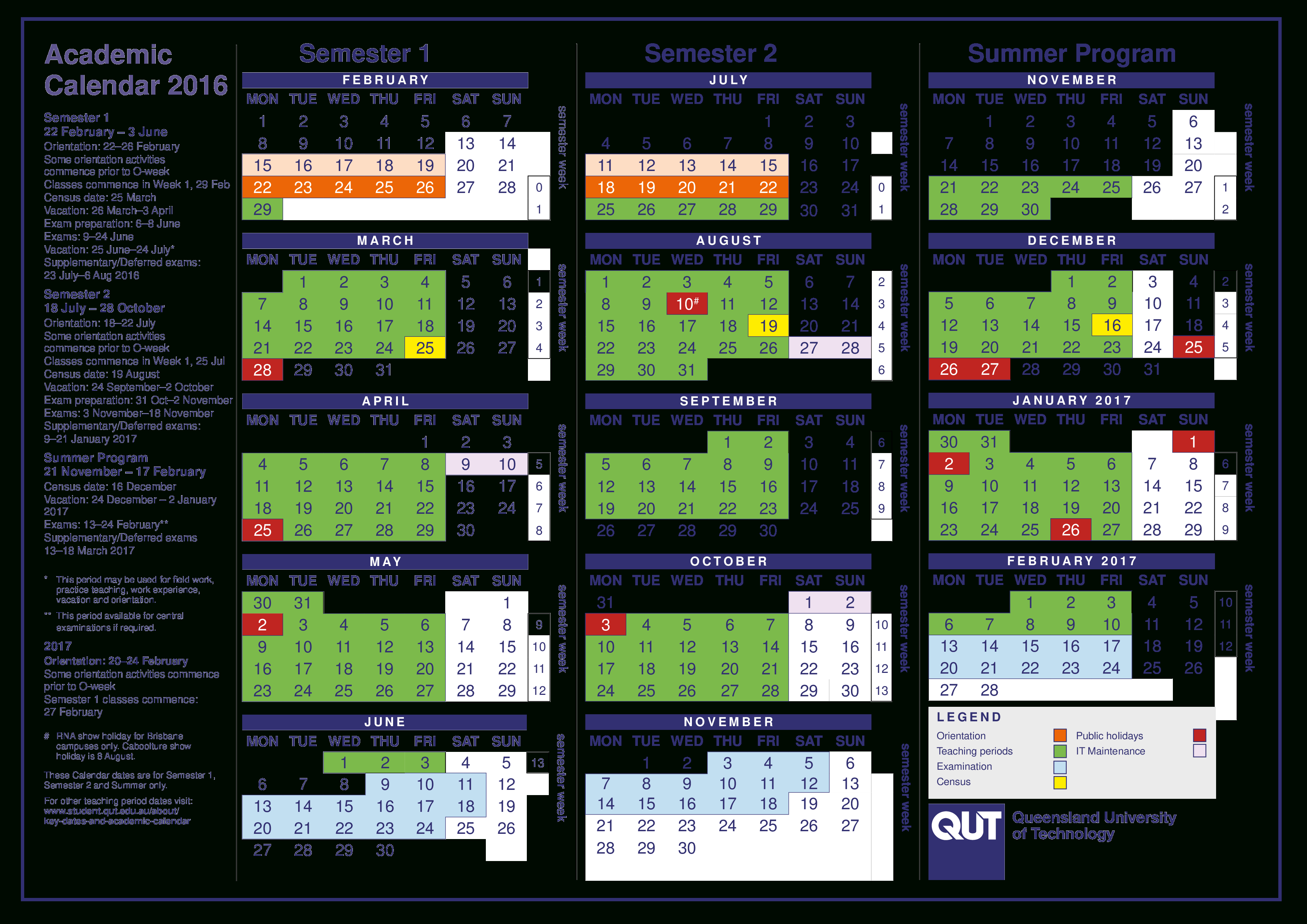 Printable Blank Academic Calendar | Templates At within 2020 Qut Academic Calendar