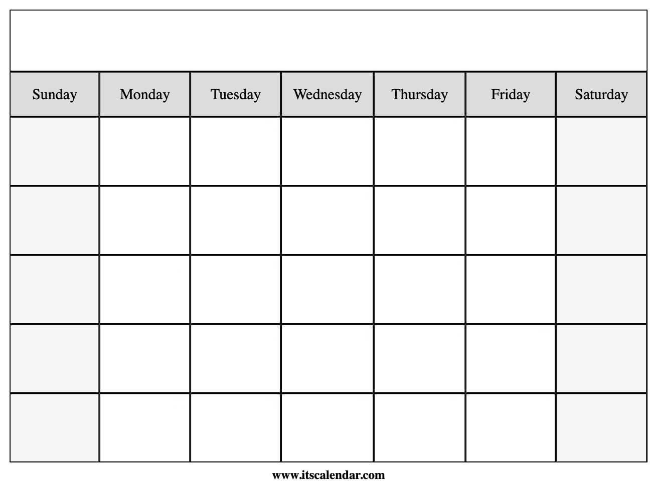 Printable Blank Monthly Calendars