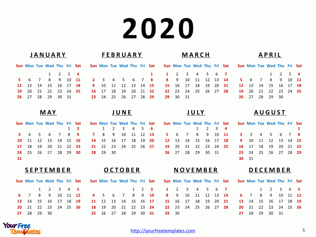 Printable Calendar 2020 Template  Free Powerpoint Templates pertaining to School Terms 2020 South Africa