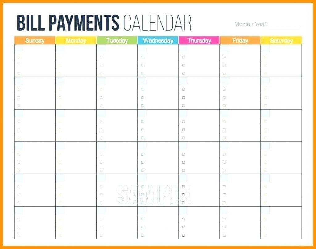 Printable Calendar For Bill Paying  Calendar Inspiration Design inside Printable Monthly Bill Calendar