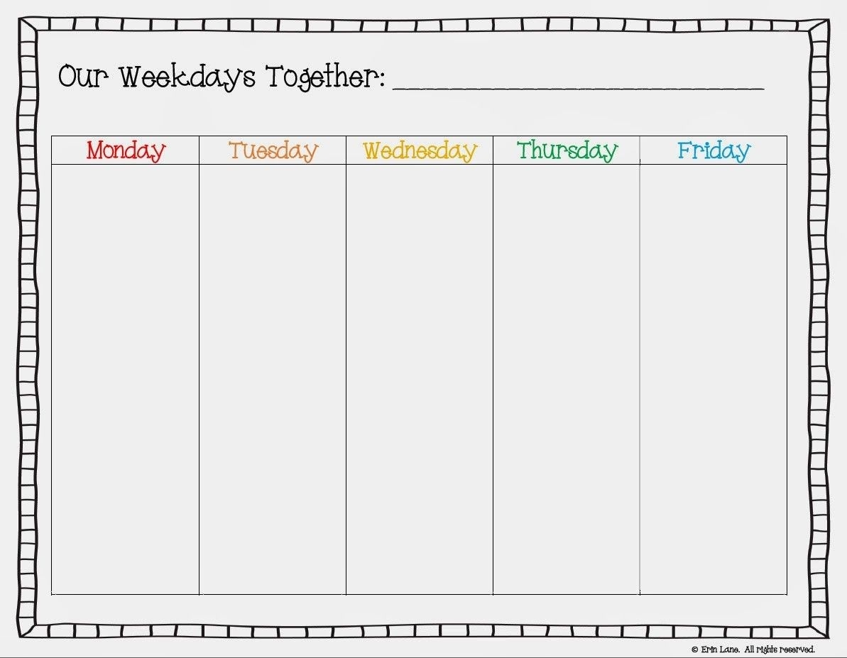 Printable Calendar Template Week Day Only | Example Calendar regarding Weekday Calendar Printable