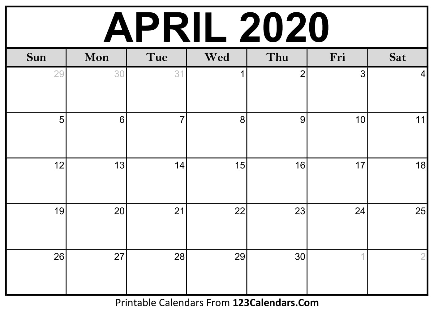 Printable Calendars April 2020  Bolan.horizonconsulting.co with regard to Free Printable April 2020 Calendar