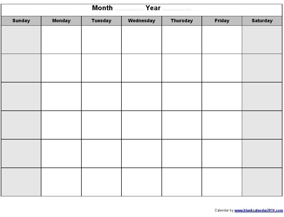 Printable Calendars | Printable Monthly Blank Calendar inside Blank Calendar Template Word