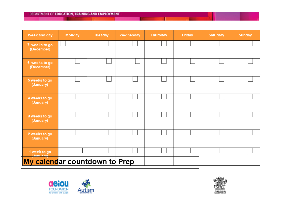 Printable Countdown Calendar Template  Yatay for Disney Countdown Calendar Printable