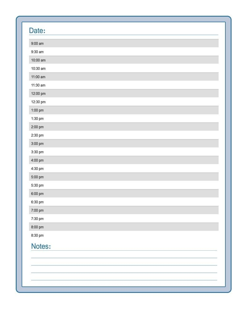 Printable Daily Calendar With Time Slots | Example Calendar pertaining to Daily Calendar With Time Slots Printable