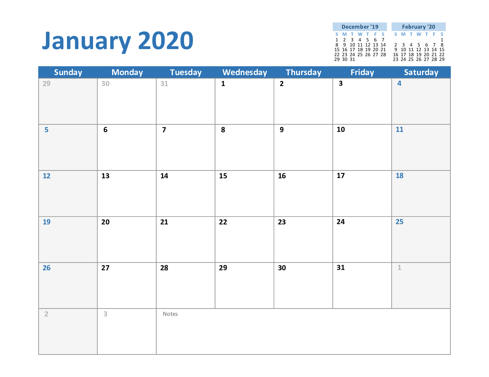 Printable January 2020 Calendar  Free Blank Templates for 2020 Employee Attendance Calendar