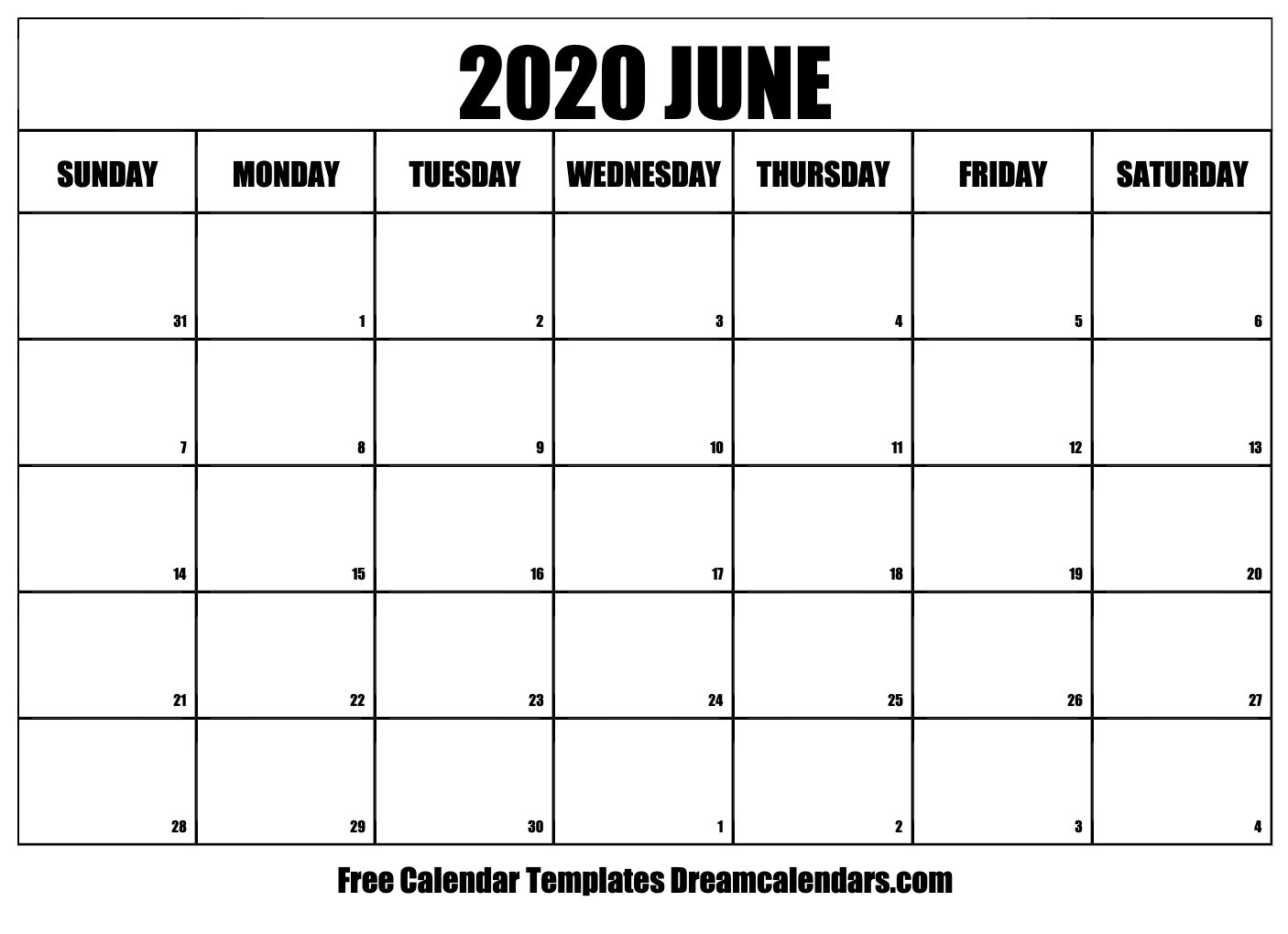 Printable June 2020 Calendar Templates  Helena Orstem  Medium with regard to Printable June 2020 Calendar