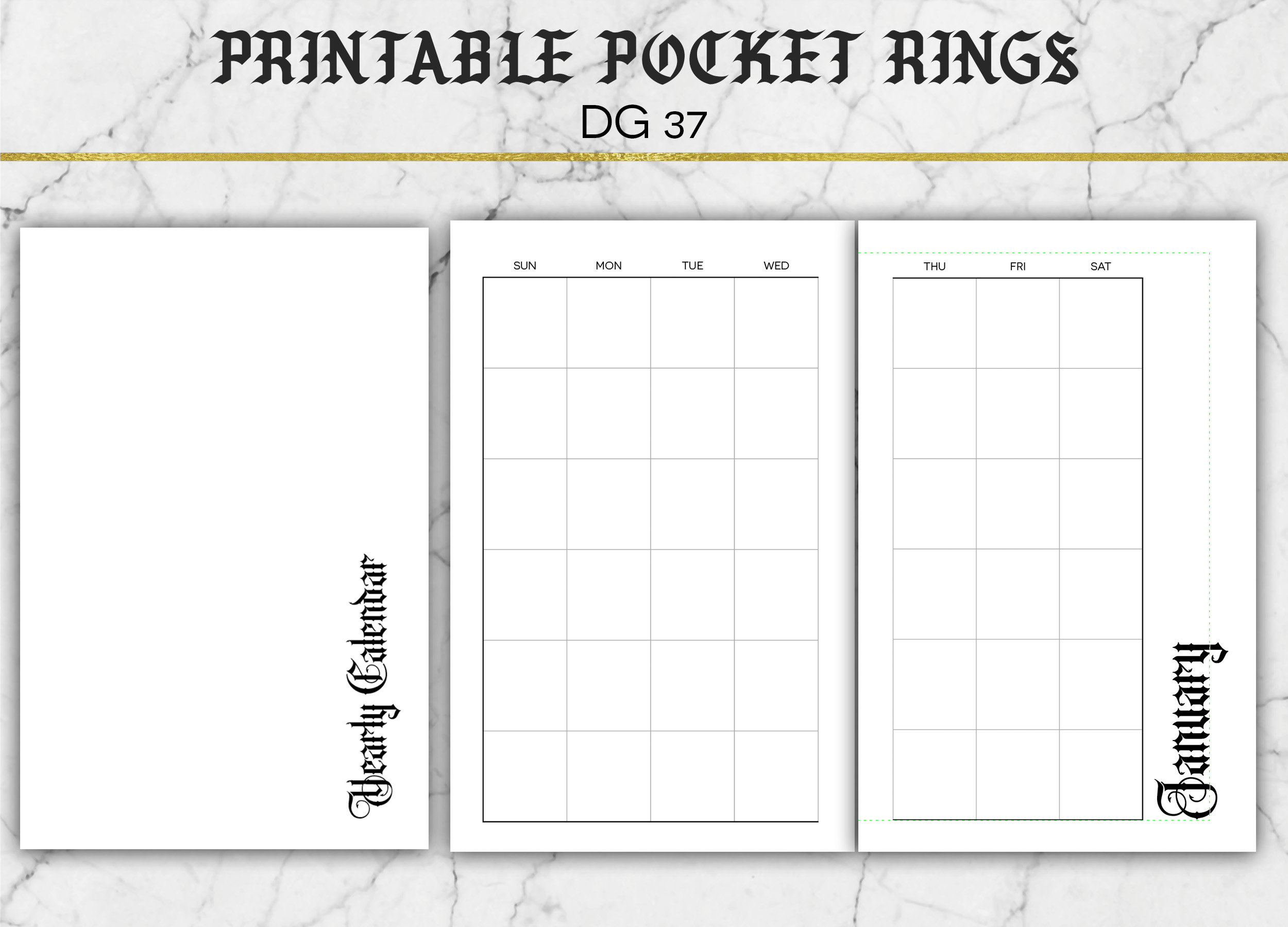 Printable Month On Two Pages Calendar Insert  Mo2P  Item# Dg37  Sunday  Start  Single Sided  Printable Pocket Rings Size Insert pertaining to Printable Pocket Calendar