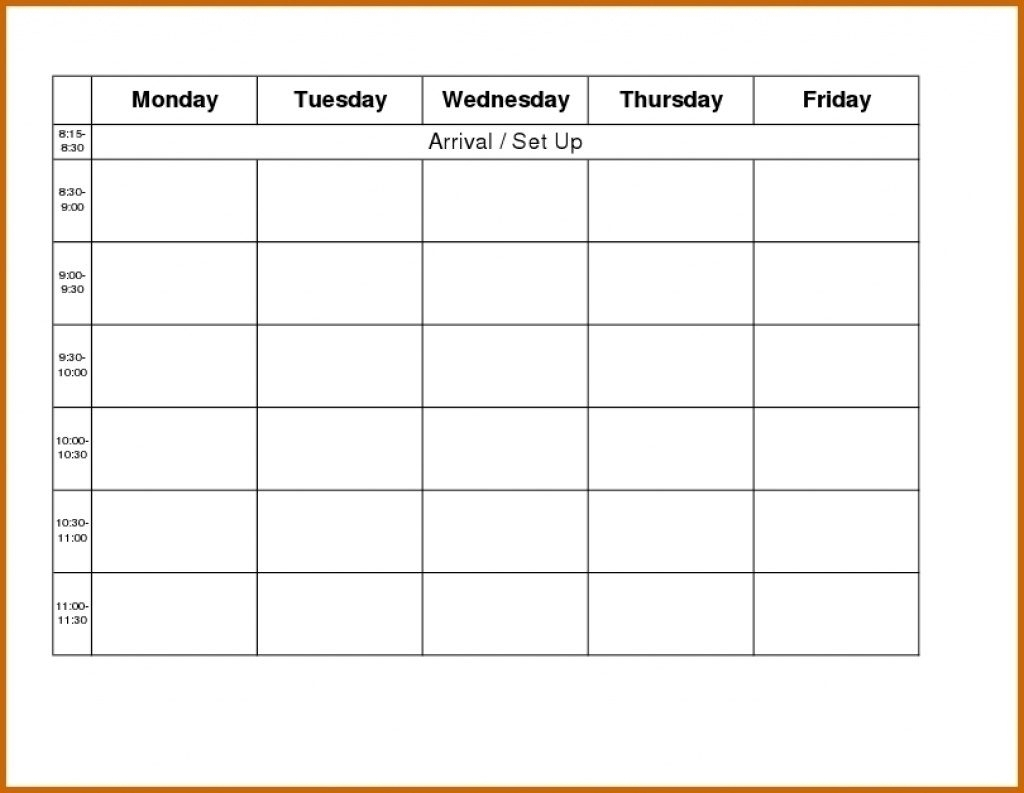 Printable Weekly R Monday Through Friday Template Blank Free regarding Monday Through Friday Calendar