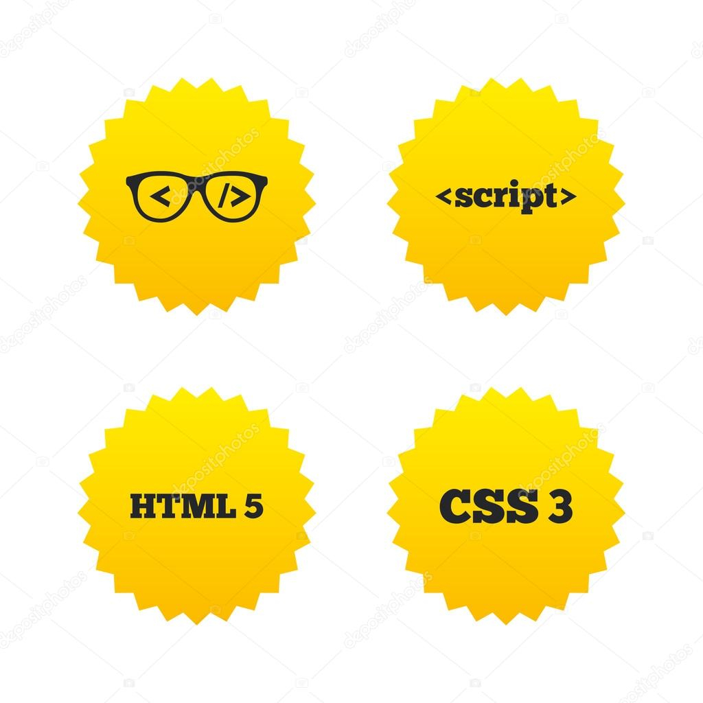 Programmer Glasses, Html Icons — Векторное Изображение for Css Calendar Icon