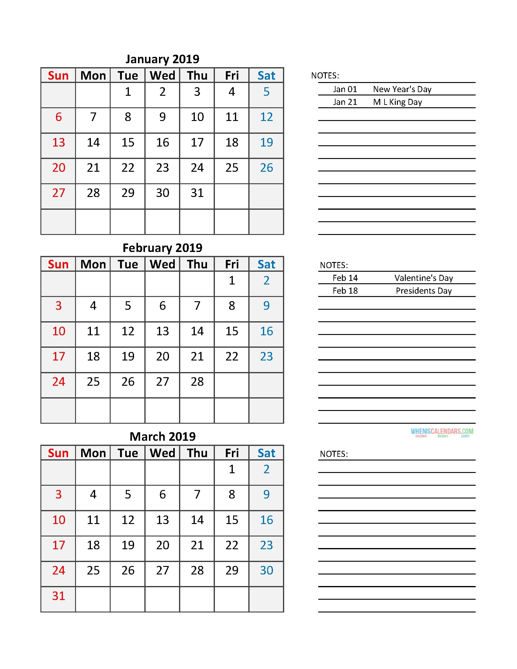 Quarterly Calendar 2019 Printable Calendar Template | 2019 intended for Quarterly Calendar Template