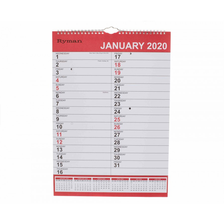 Ryman Calendar Extra Large Bold 2020 with regard to Extra Large Photo Calendar