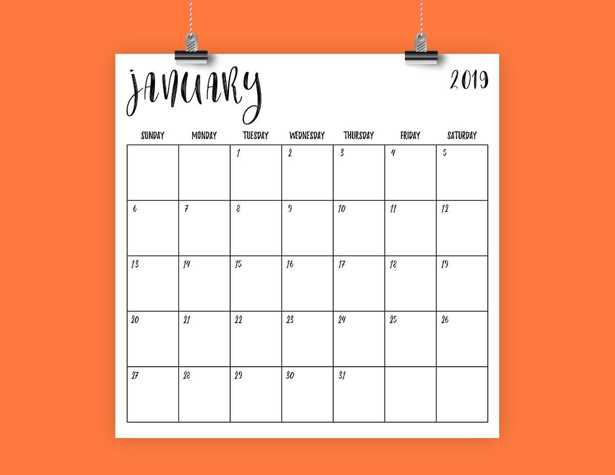 Sale Square 2019 Calendar Template | Instant Download | Handwritten Script  Large Monthly Printable Desk Calender | Prints 12 X 12 Inches regarding 12X12 Calendar Template