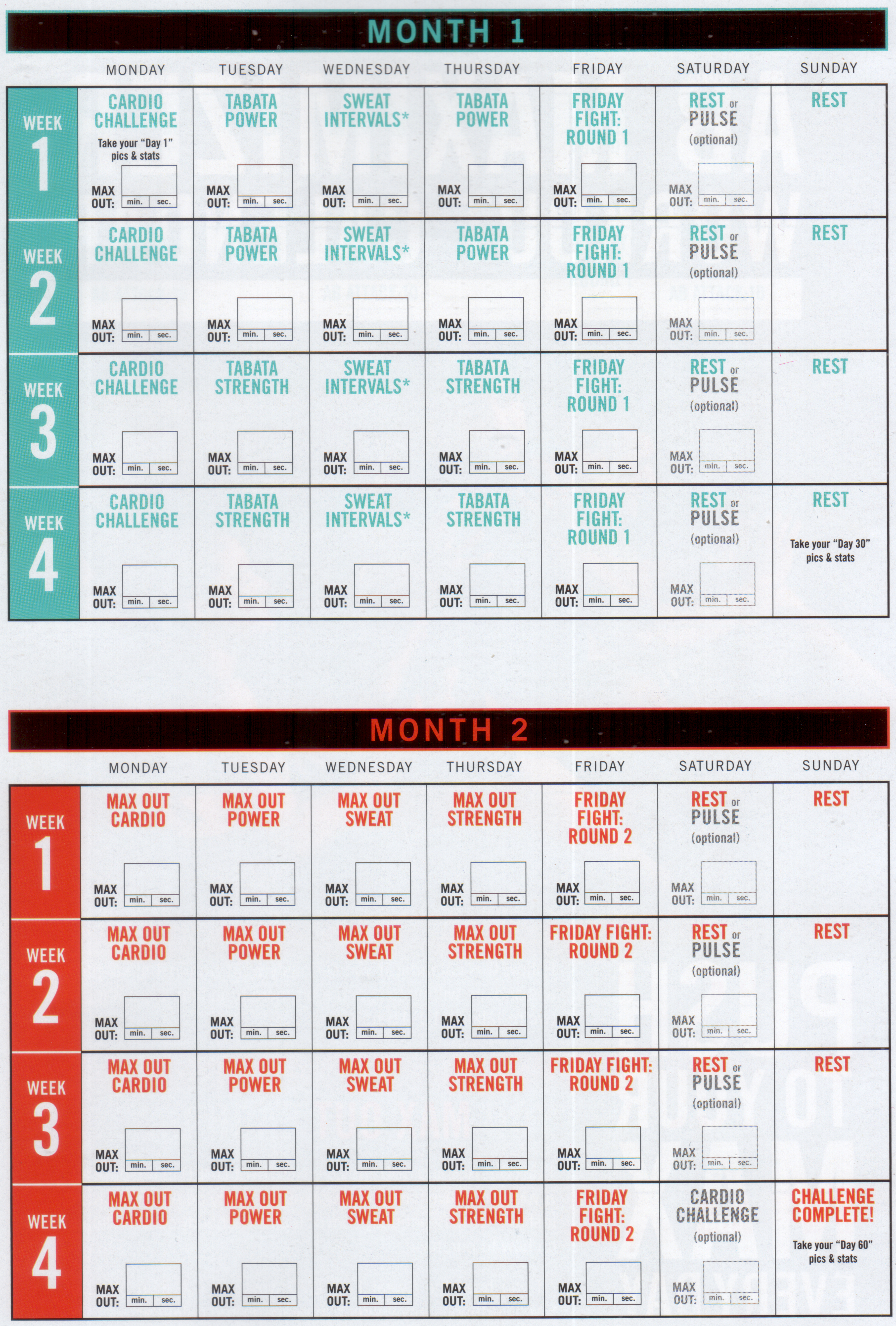 Schedule | Insanity Max 30, Insanity Max 30 Schedule with Insanity Max 30 Pdf