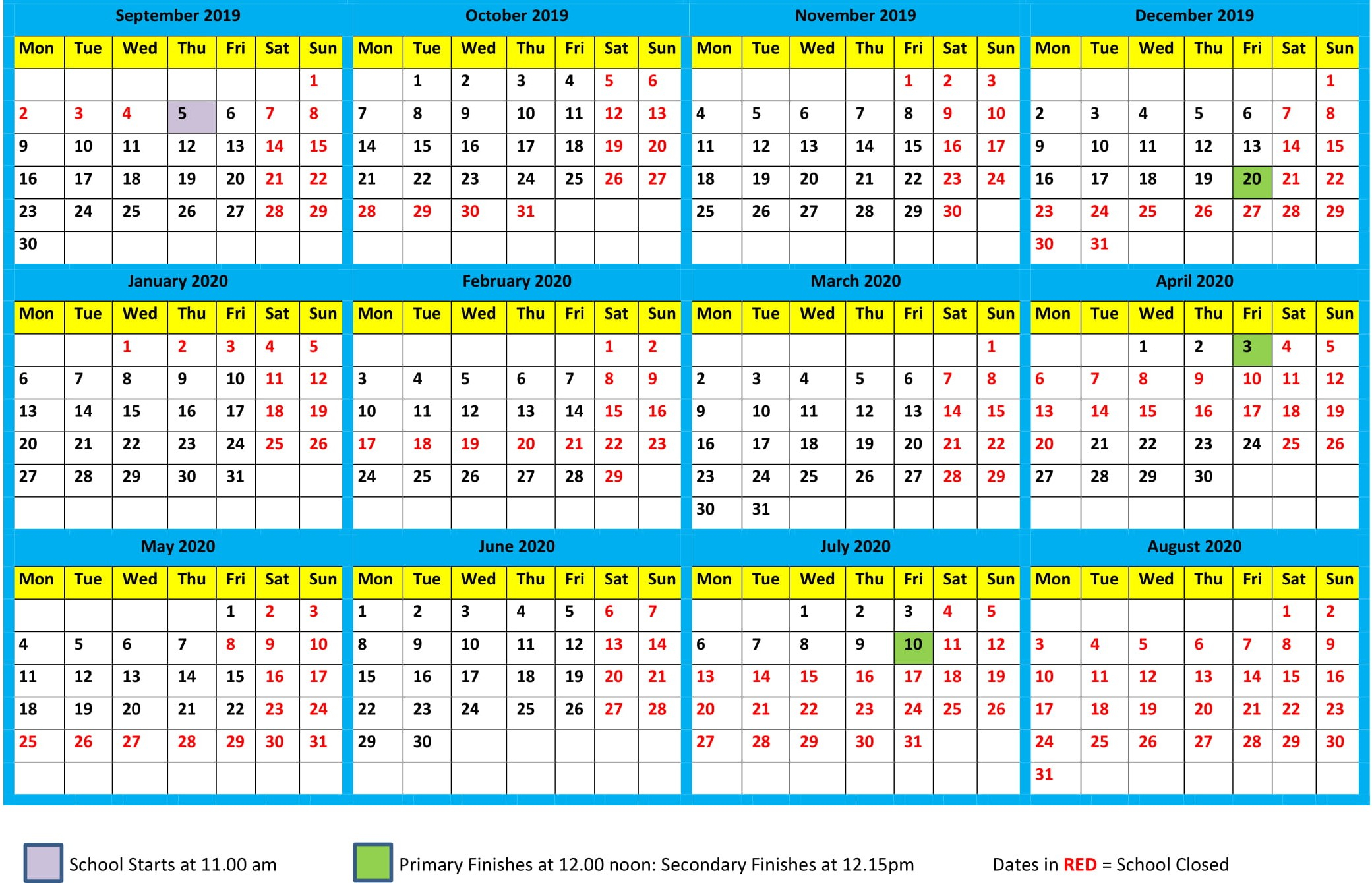 School Calendar 20192020  Maharishi School throughout Maharishi School Calendar
