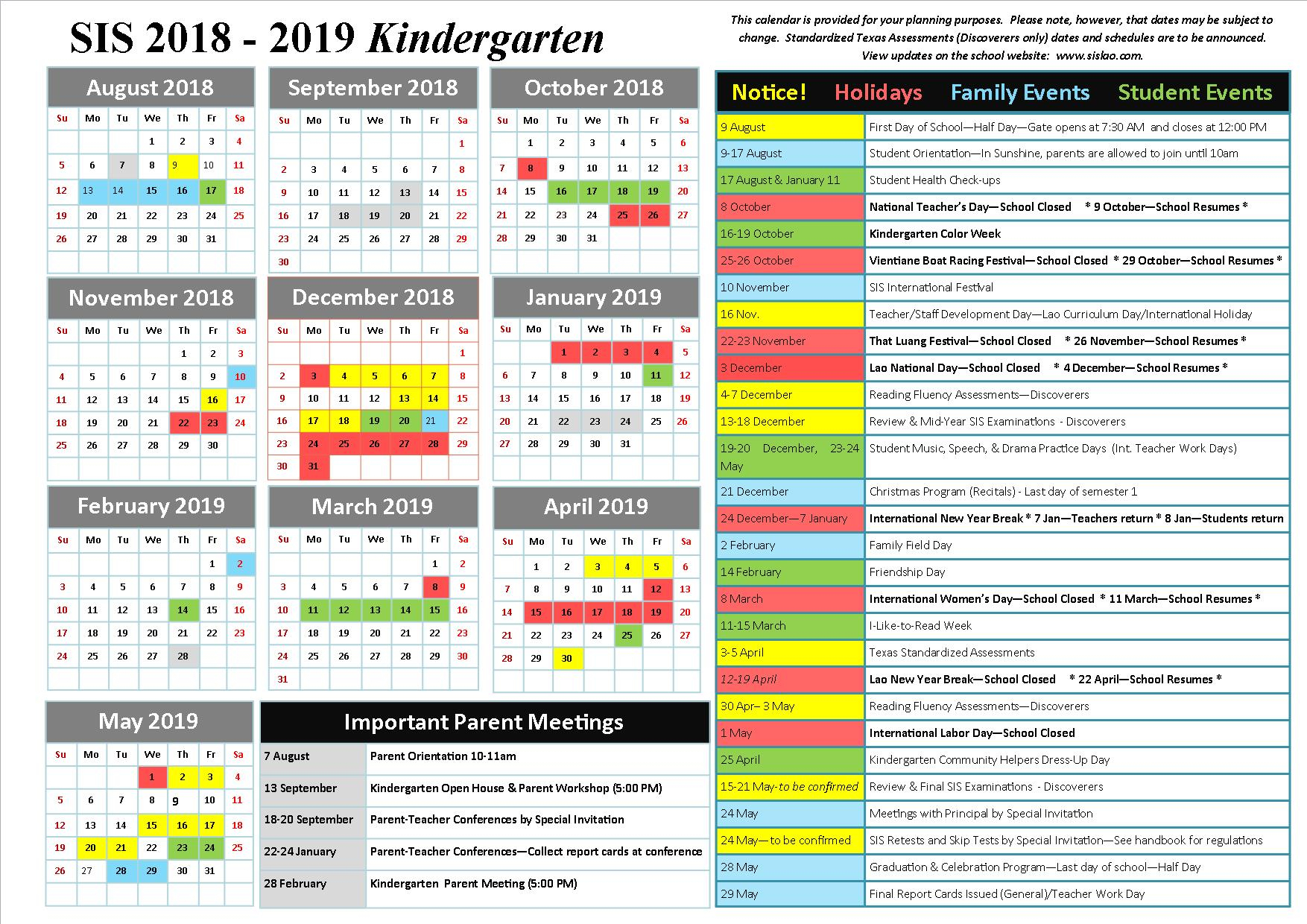 School Calendar | Sharon International School throughout H International School Calendar