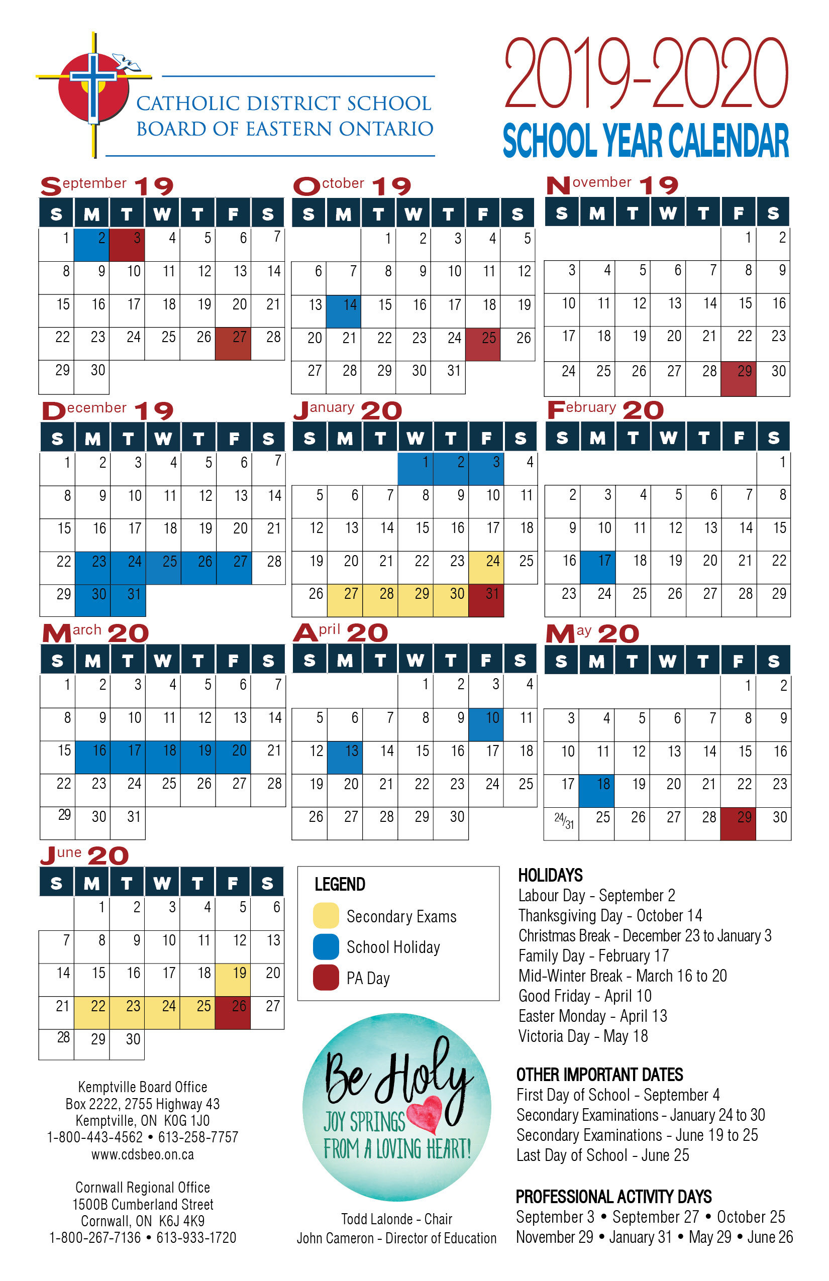 School Year Calendar | Catholic District School Board Of throughout Near North District School Board Calendar