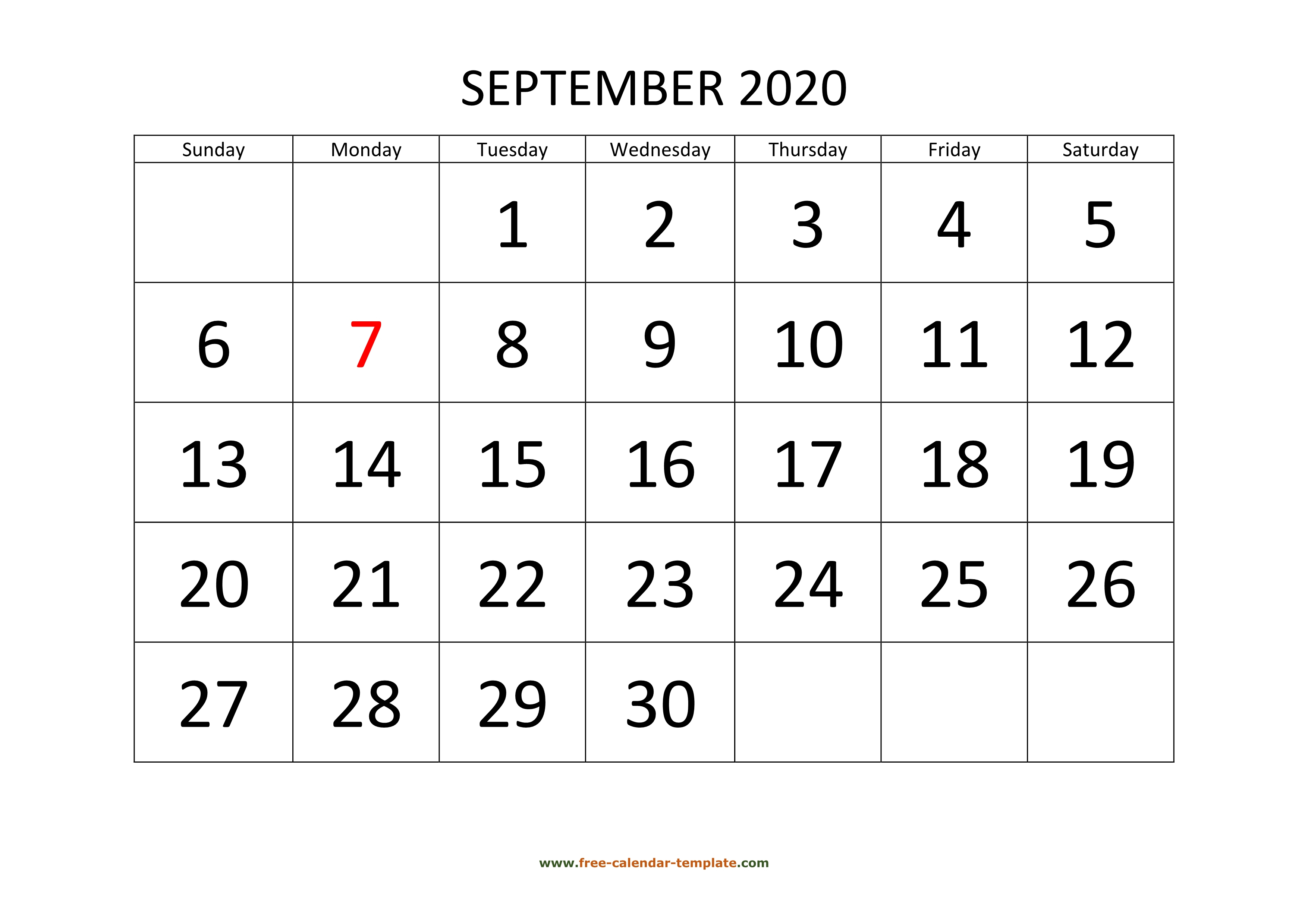 September 2020 Calendar Designed With Large Font (Horizontal inside August 2020 And September 2020 Calendar