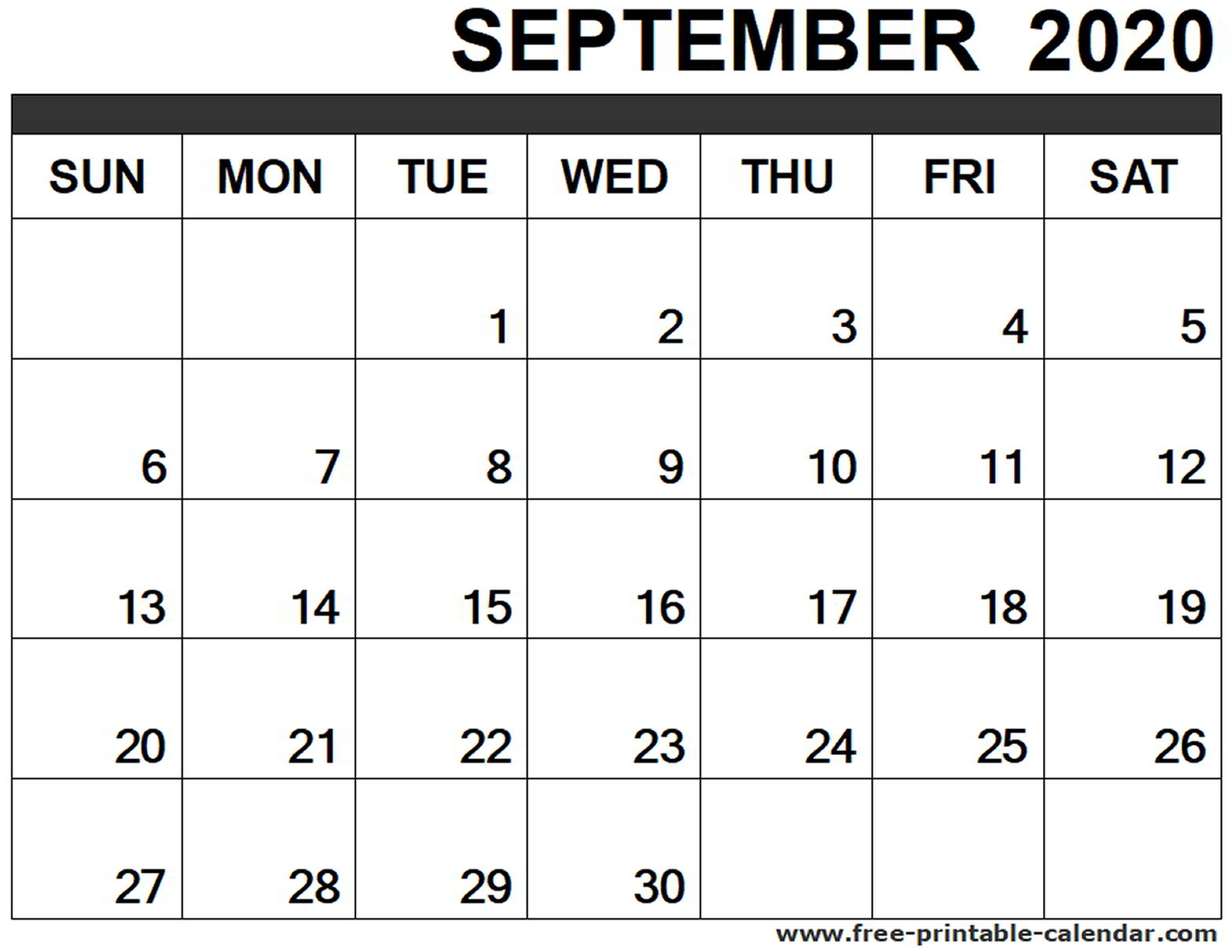 September 2020 Calendar Printable  Freeprintablecalendar for Calender August And September 2020