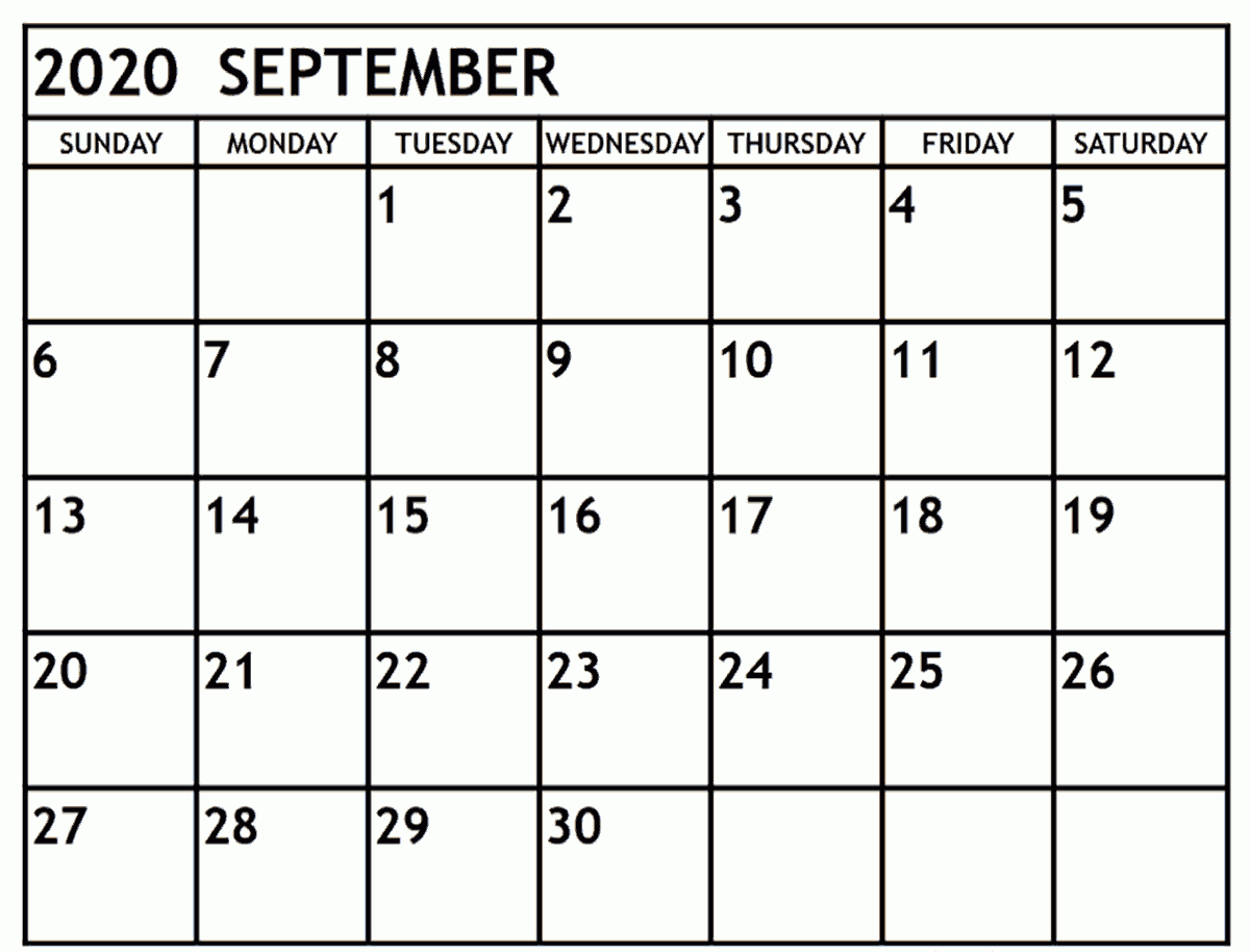 September 2020 Calendar Template | Calendar 2019 Printable with Calender August And September 2020