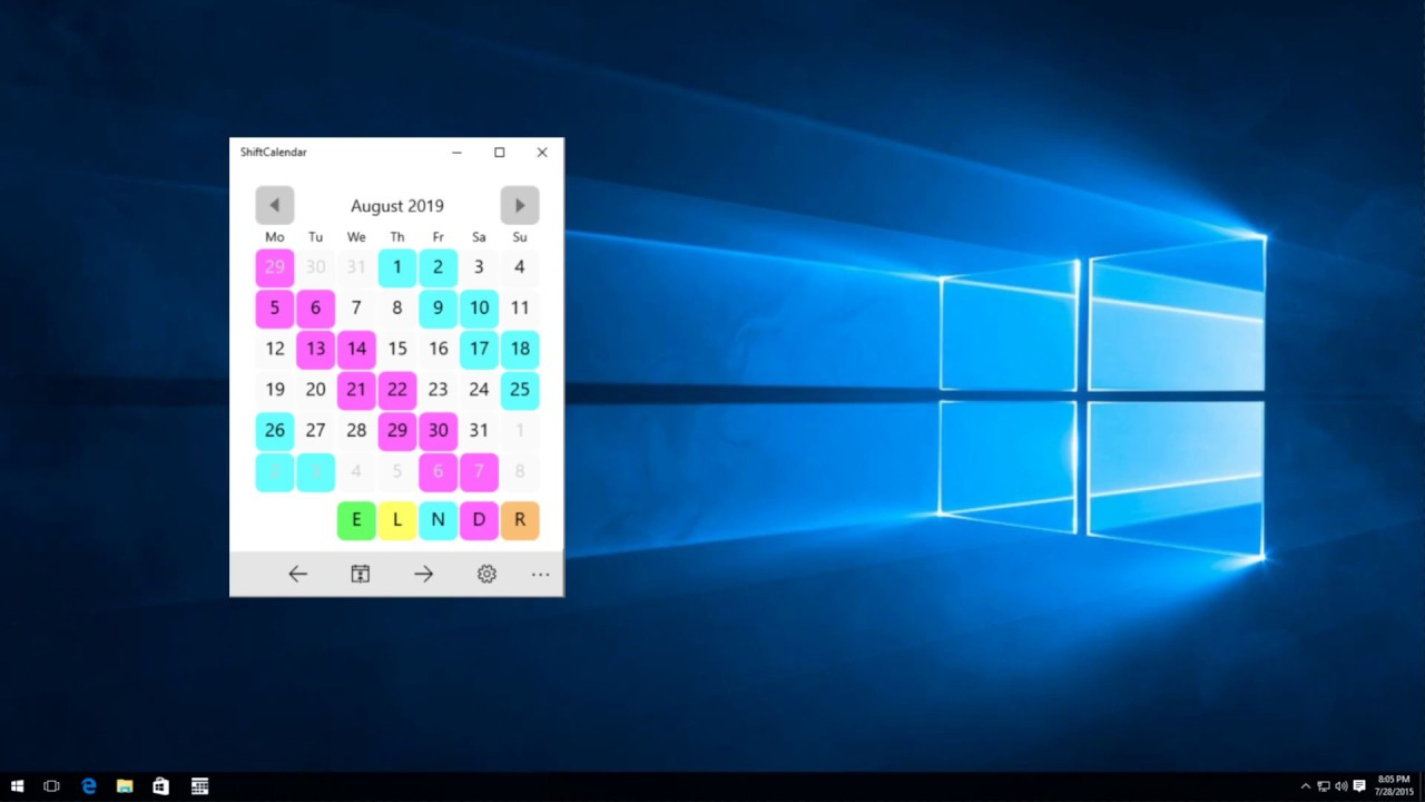 Shift Calendar For Windows 10 Desktop in Windows 10 Desktop Calendar