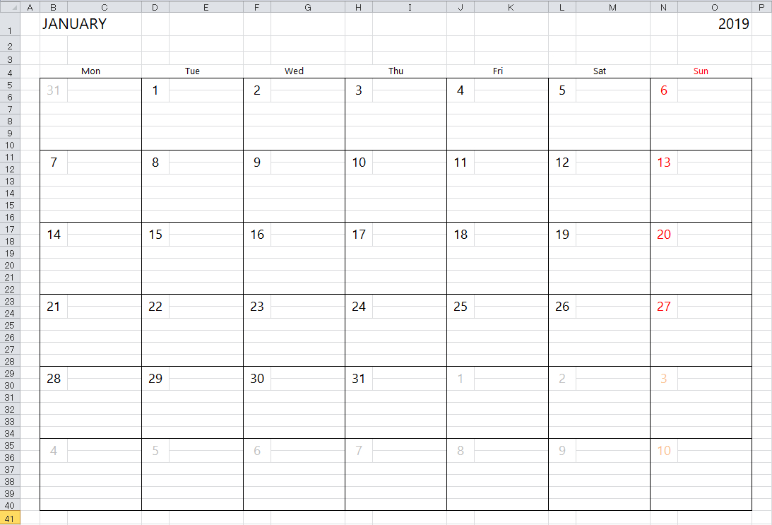 Simple Excel Calendar Template with Annual Calendar Template Excel