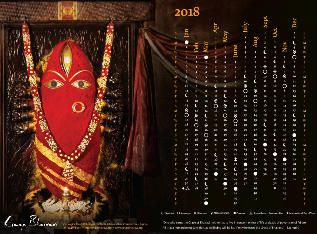 Sphoorti On Twitter: &quot;my Favourite And Only #calendar For in Linga Bhairavi Calendar