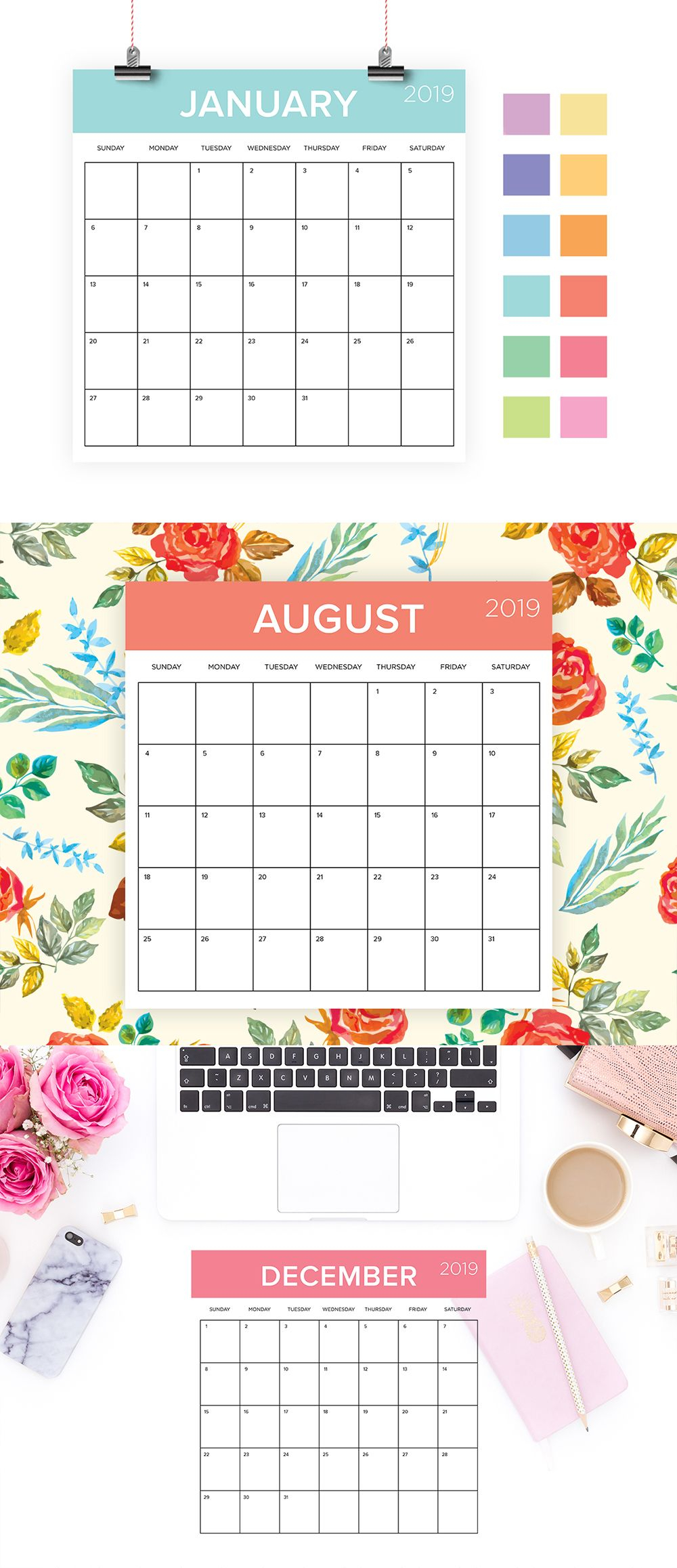 Square 12&quot; X 12&quot; 2019 Calendar Template | Instant Download within 12X12 Calendar Template