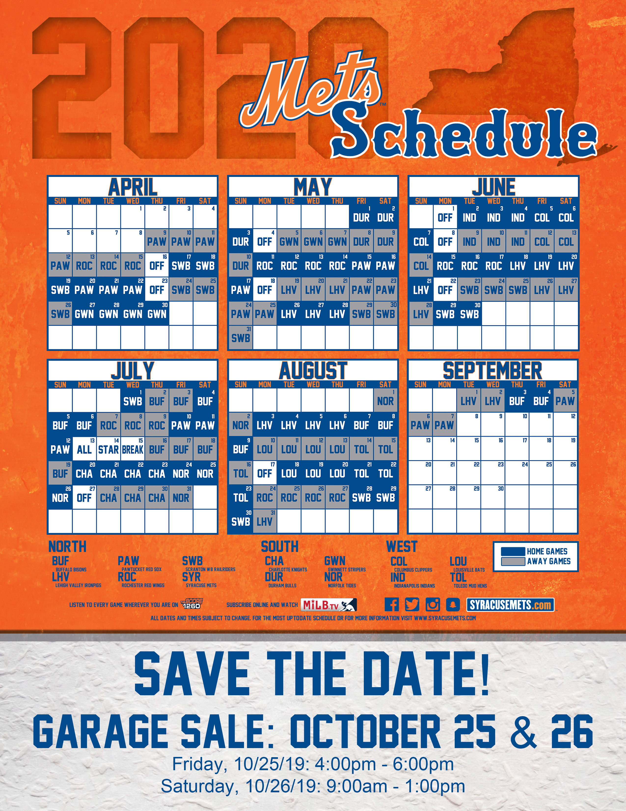 Syracuse Mets Schedule | Schedule | Mets within Atlanta Braves Schedule 2020 Printable