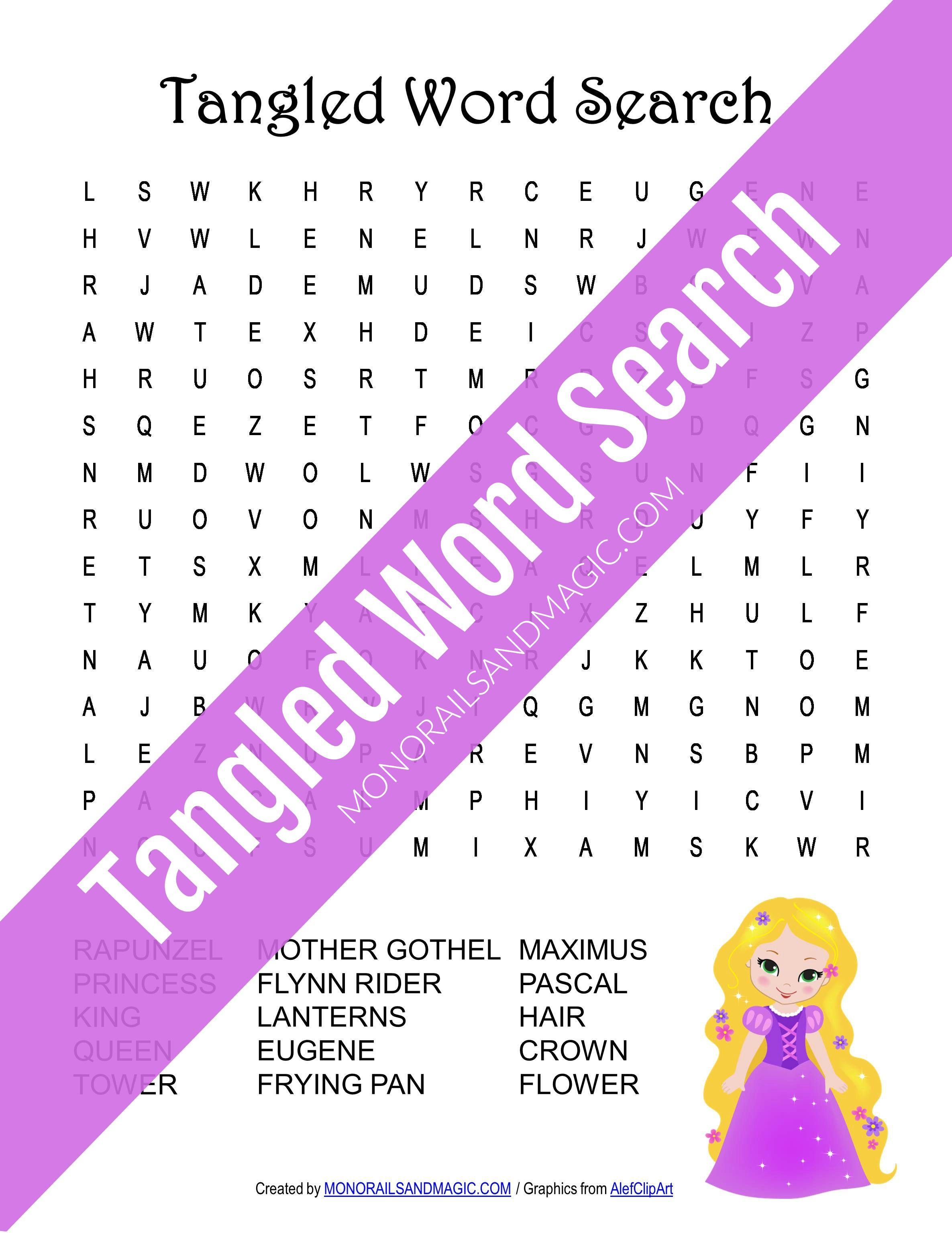 Tangled Word Search Free Printable | Free Printables regarding Disney Princesses Word Search