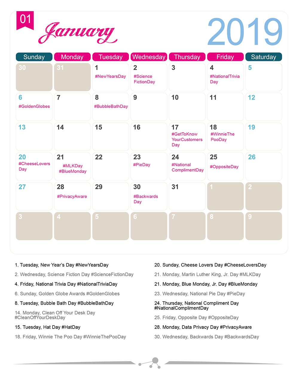 The 2020 Social Media Holiday Calendar  Make A Website Hub intended for National Day Calendar June 2020