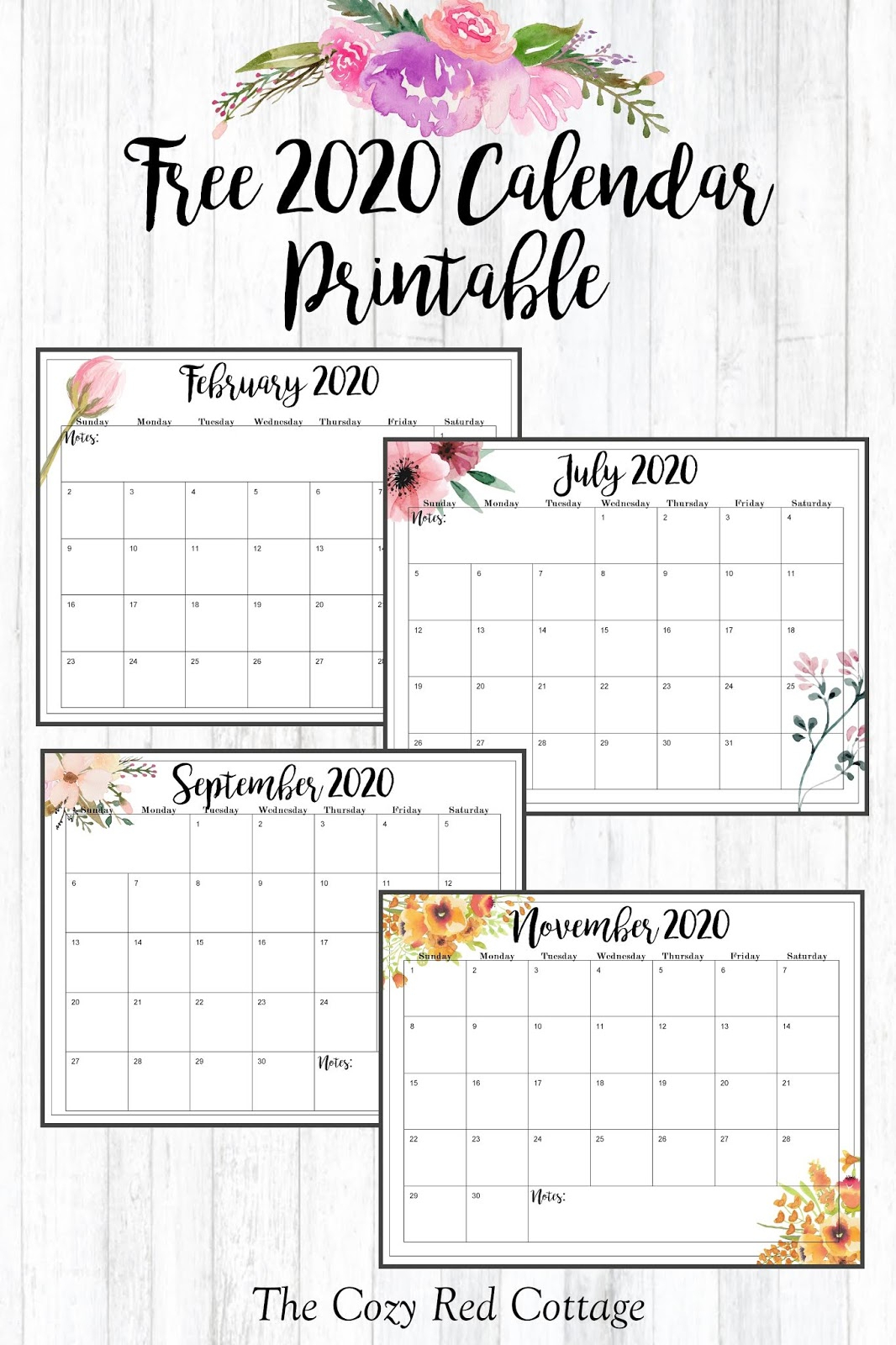 The Cozy Red Cottage: 2020 Calendar (Free Printables) with regard to December Calendar 2020 Pinterest