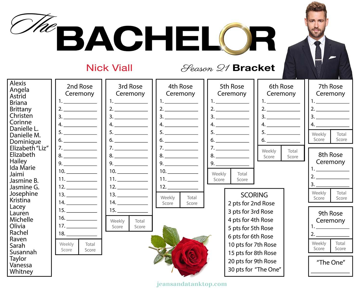 The Official* Season 21 Nick Viall Bachelor Bracket! | Drama inside Bachelor Bracket Printable