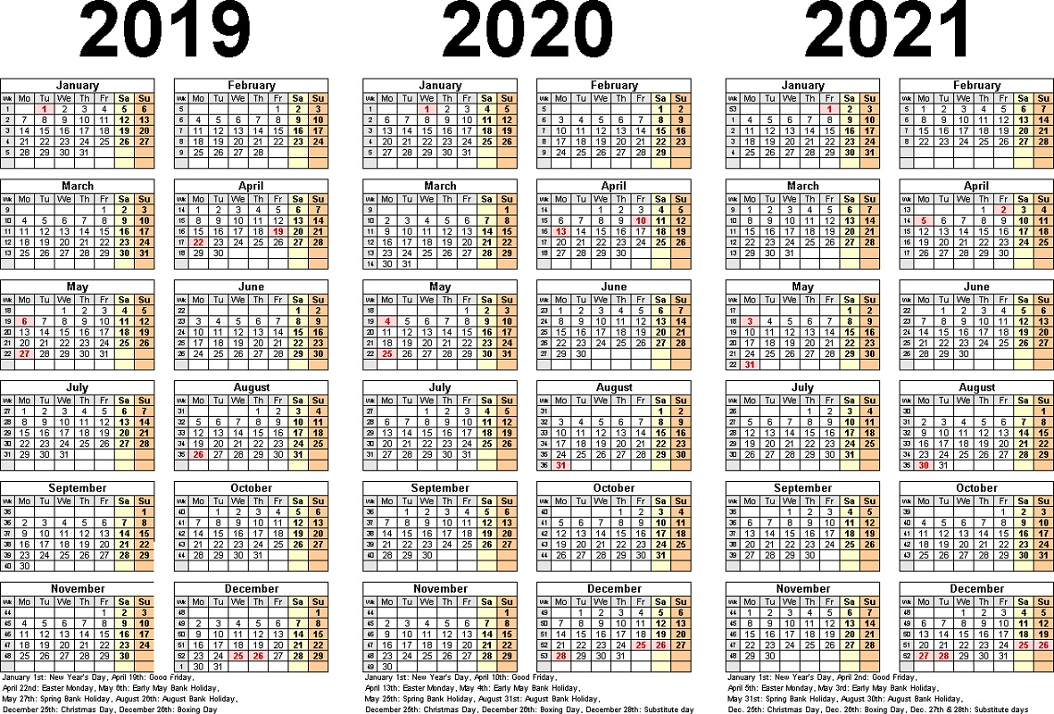 Three Year Calendar Template with regard to 3 Year Calendar Printable